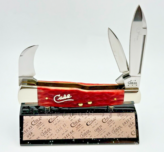 2004 CASE XX BARTENDER KNIFE 1ST RUN DARK RED BONE! BEAUTIFUL! 64130