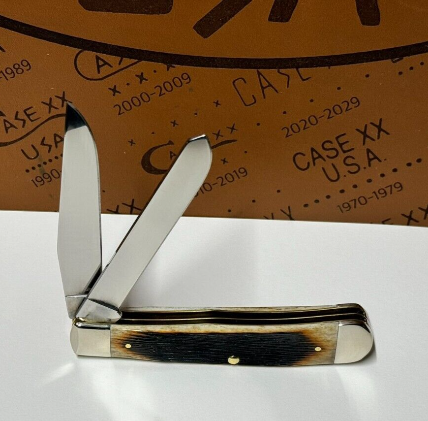 2015 Case XX Trapper Knife Barnboard Jig Burnt Sugar Bone MIB